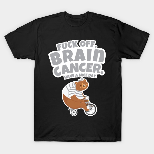 Fuck Off Brain Cancer | Bear Riding Tricycle T-Shirt by jomadado